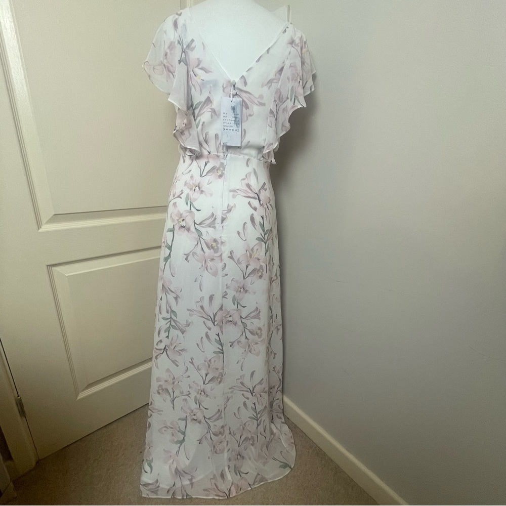 Warehouse Size 10 Frill Wrap Button Maxi Dress Floral Pink White Bridesmaid Chic - Picture 5 of 11